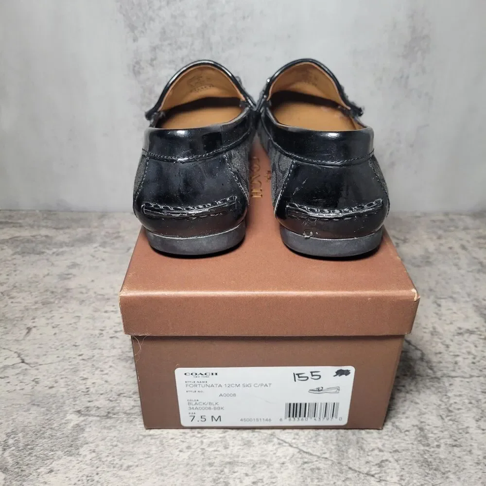 COACH Signature Olive Jacquard Black Smoke Driving Loafer Women's 7.5 M